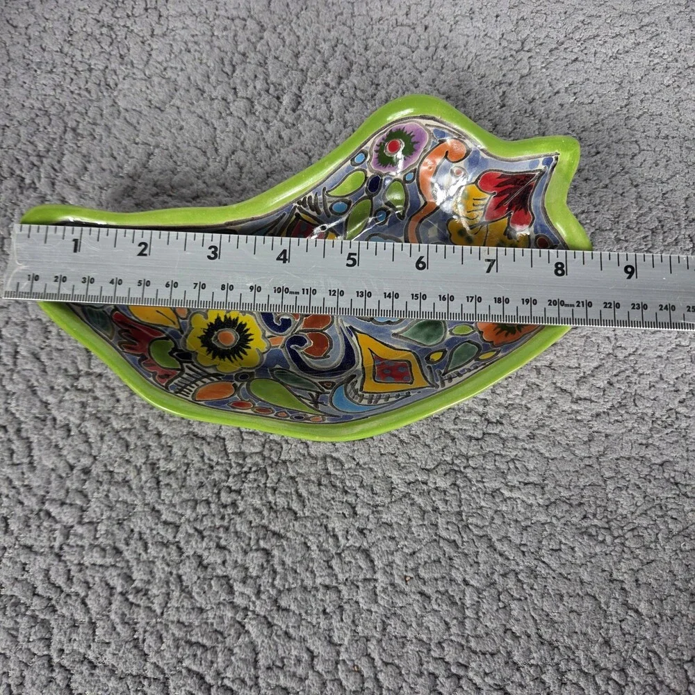 Talavera Pottery Hand Painted Appetizers Salsa Sauce Tray Mexican Art